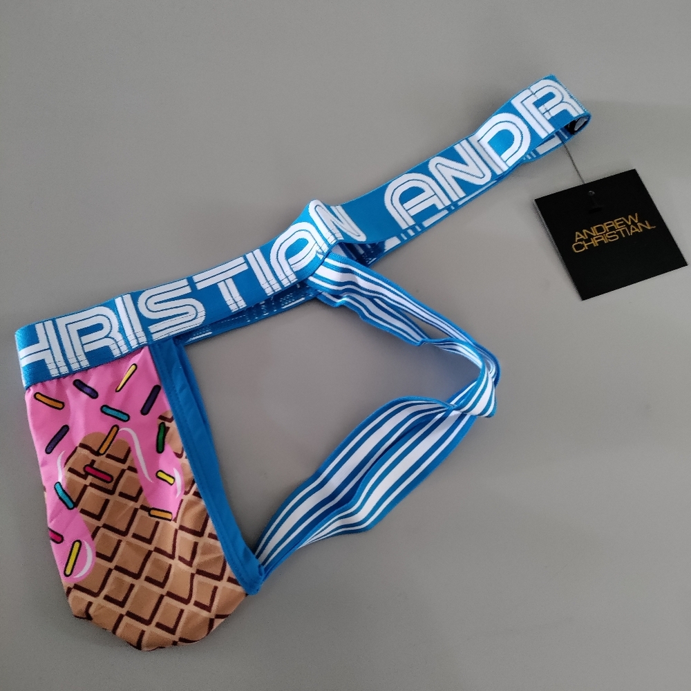 Andrew Christian jock ice cream pink rainbow SML NWT - Picture 2 of 7